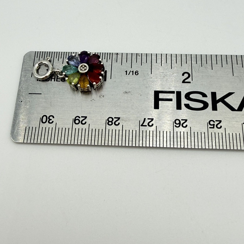 Vtg Chuck Clemency 925 Sterling Silver Multi Gemstone Charm Pendant - Picture 7 of 7